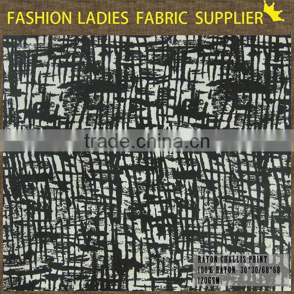 shaoxing cichengtex fashion black and white rayon fabric ,Geometric Shapes style fabric
