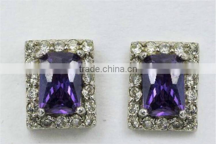 Cheap Wholesale 925 Sterling Silver Purple Diamond Stud Earrings