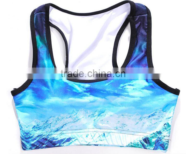 Summer Women Seamless Gym Walk Lace Sport Leisure quick dry Underwear Bra Tank Crop All Over Printing Top Vest