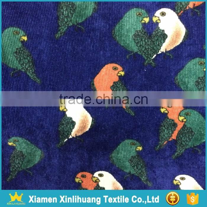 Latest Fashion Dress Material 28 Wale Printed Corduroy Fabric for Sale