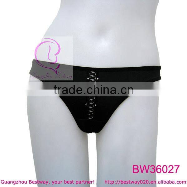 Shiny rhinestone balck tight thongs BW36027