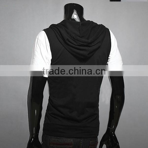 blank Waistcoat Zipper Hoodies Sports Sweatshirt plain cotton gray black 2 Colors