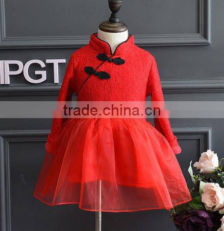2016 Winter new baby girl dress national long-sleeved baby frock design picture princess dress