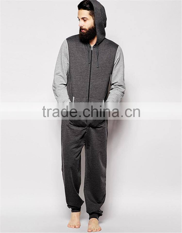 Cheap Wholesale Loungewear Adult Onesie With Contrast Sleeves