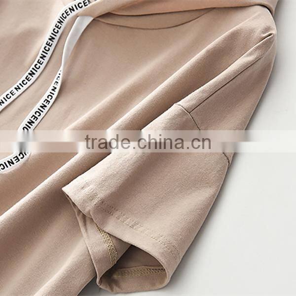 Wholesale Custom 80 Cotton 20 Polyester Women pullover short sleeve Hoody