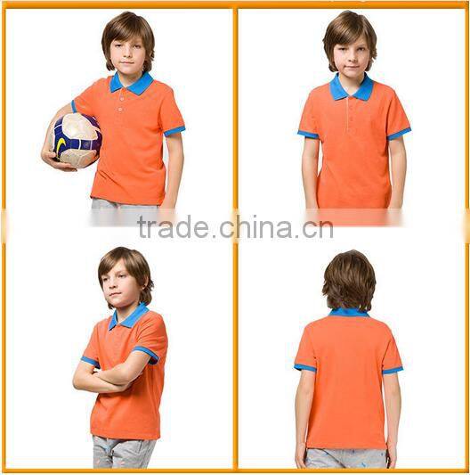 new design short sleeve kid's slim fit contrast trim polo shirt