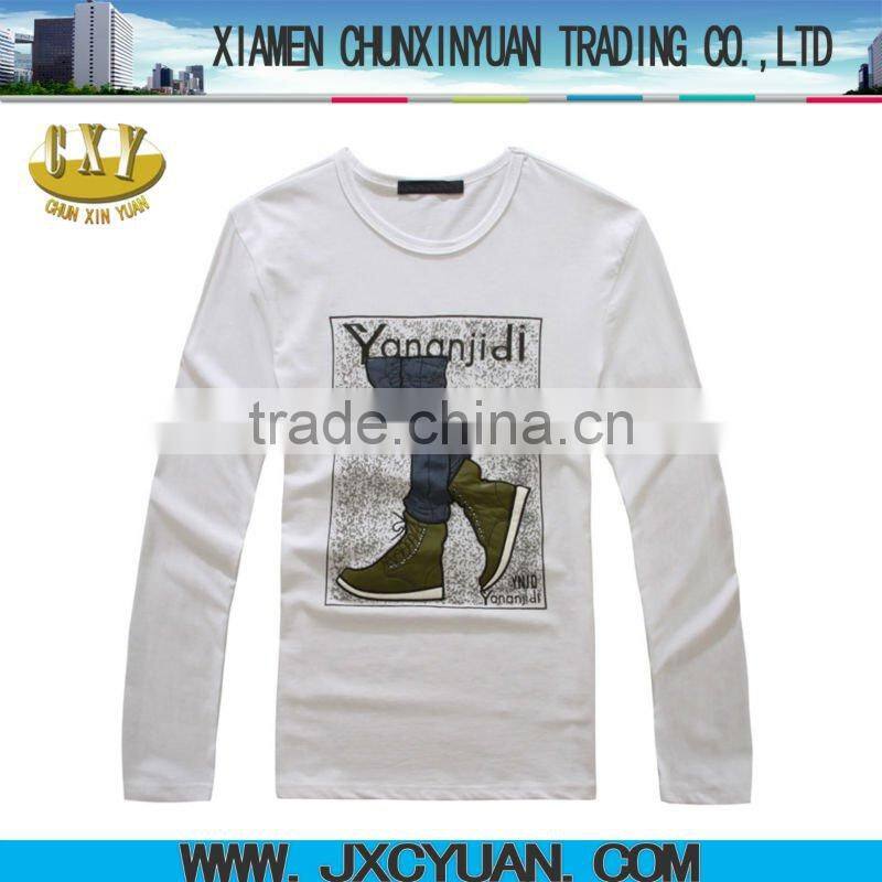 wholesale fashion design long sleeve men t shirt with printing