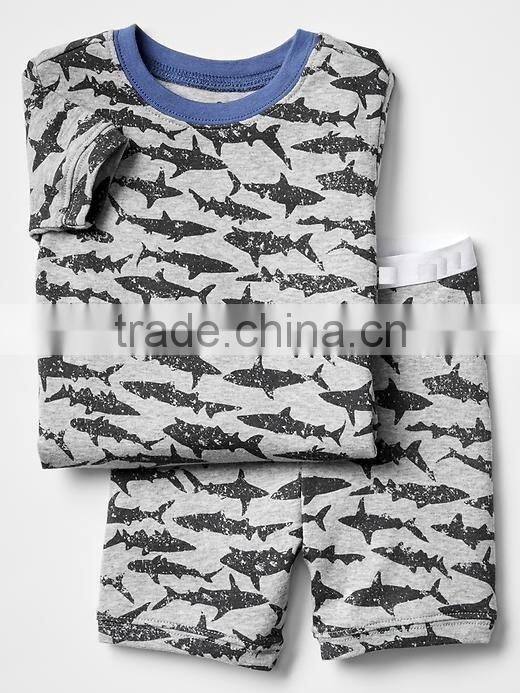 Boys short pajama set with car embroidery