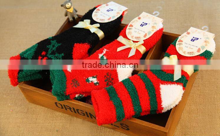 Wholesale Christmas market sleep warm socks fleece lined socks