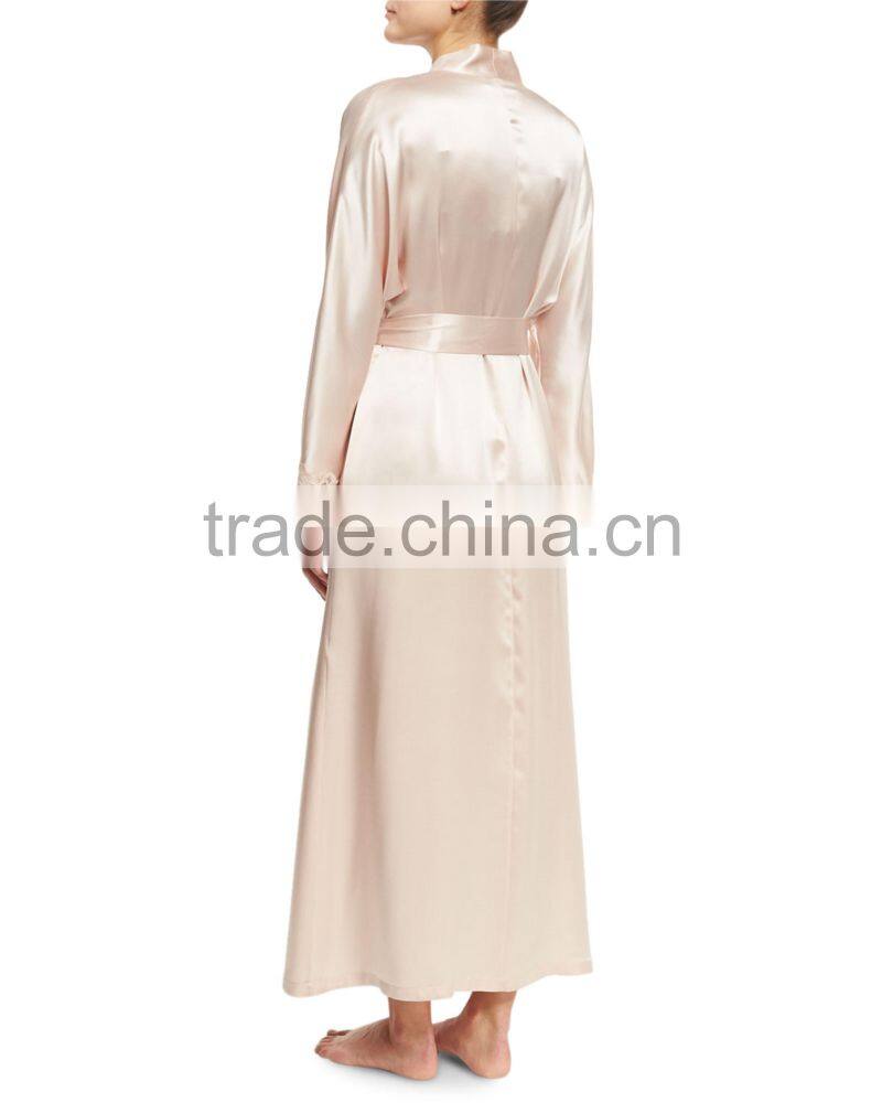 ALT17 Custom wedding robe, lace trim brides robe, dressing gown-bridal shower gift, silk long robe