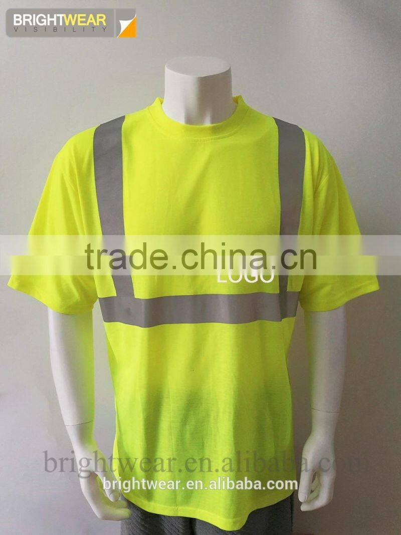 100%polyester ANSI 107 hi viz round neck protective t-shirt