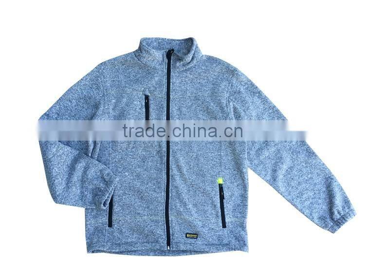 Spring 100% polyester bodkin clothing gray mens knitted wool jacket