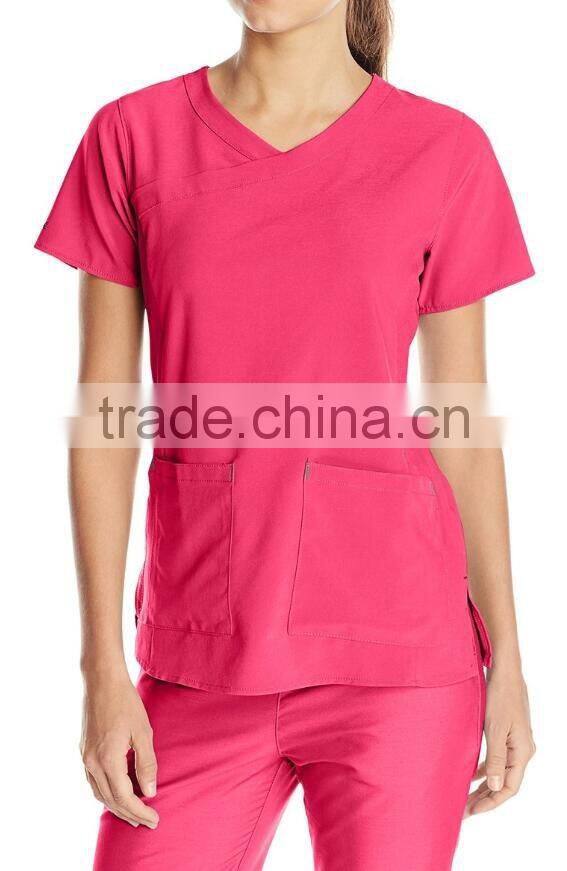 women's V-neck scrub top staff nurse uniform