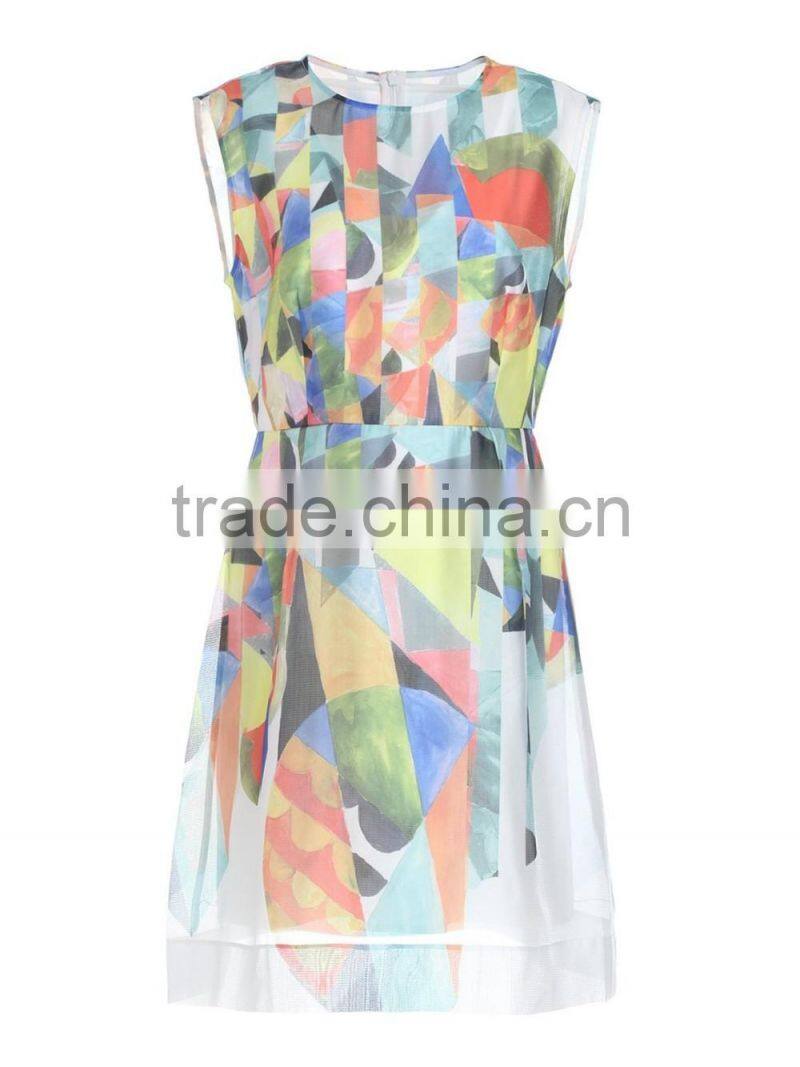 Gilrs chiffon printing dress trend
