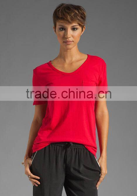 light weight jersey scoop pocket couple t-shirt