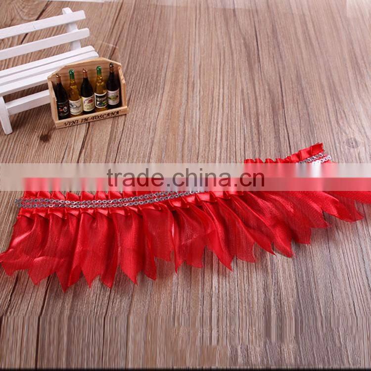 Dress Garment Long Sequin Thread RedTrimming Lace