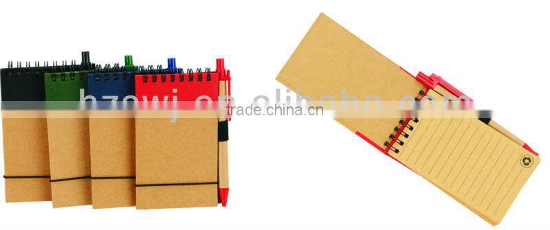 Hard kraft paper cover spiral winding pocket notebook 70grams 60sheets 16.5*8cm with paper pen