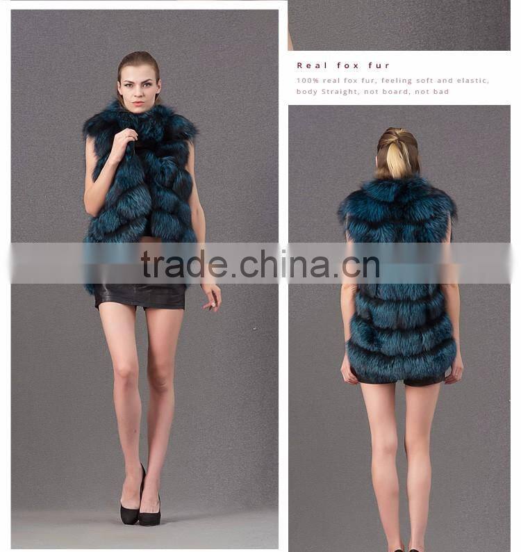 Factory Royal wholesale blue fox fur vest genuine fox fur clothes