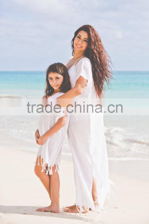 mommy and me maxi dresses 100% polyester white beach dresses