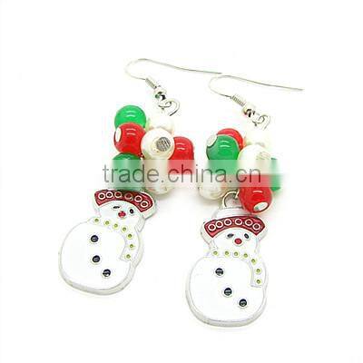 Fashion Alloy Christmas Earrings Glass Bead Jewelry