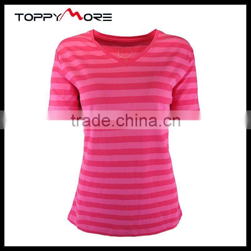 T092-1533R OEM Red And White Striped T Shirt Wholesale China, 95%Cotton Shirts High Quality