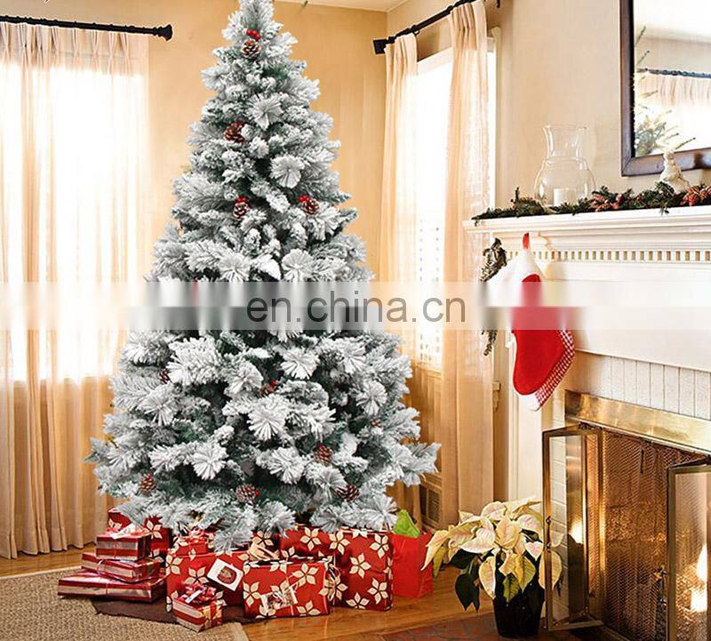 Snow Flocked White Christmas Tree with Red Pinecone xmas Tree Fake Christmas Tree