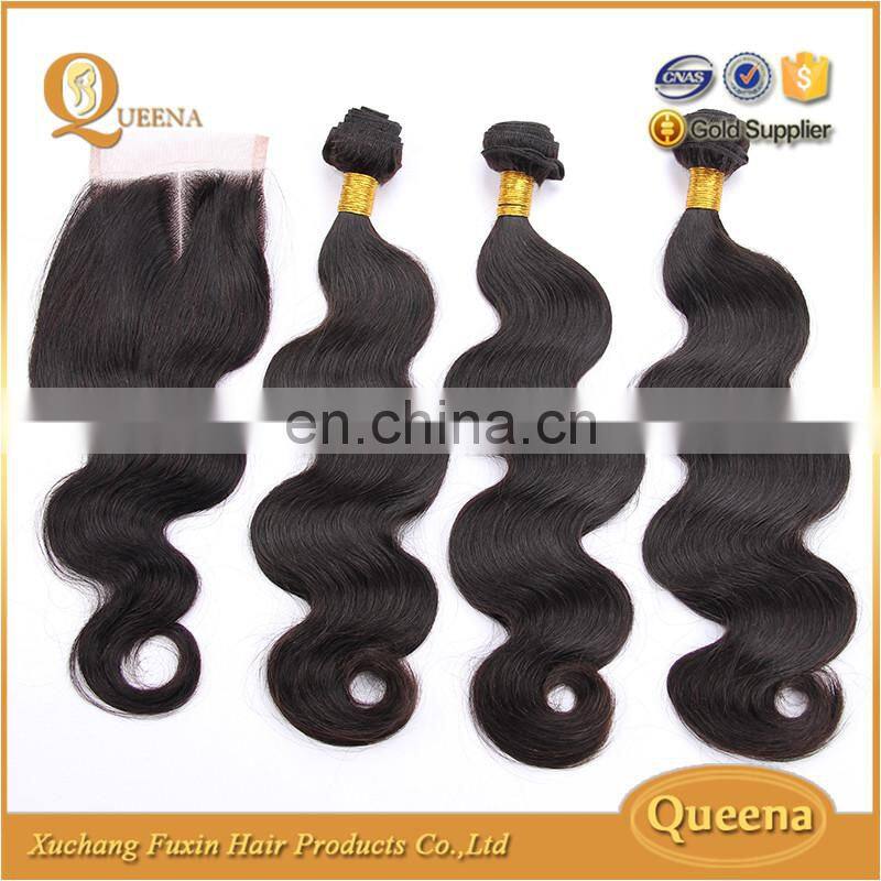 Top selling product cheap human hair Brazilian virgin hair bundles with lace closure