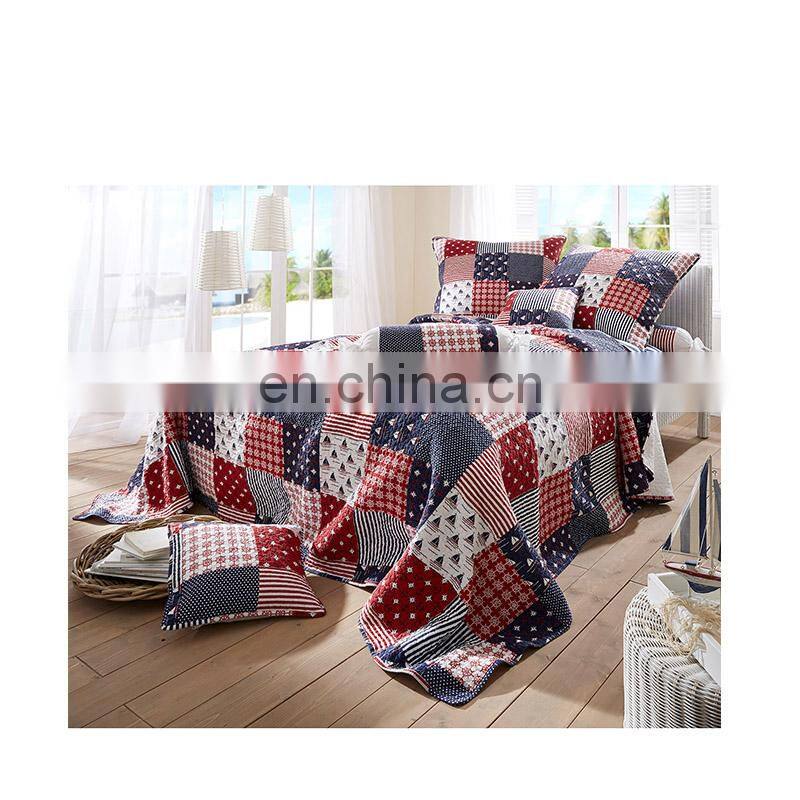 100% cotton comforter set bedspread with 2 pillows wholesale quilted mattress purple fitted bed cover home textile