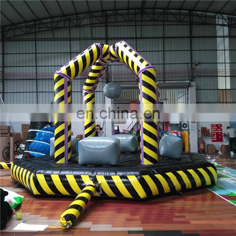 Outdoor arena balance wrecking team game, Big inflatable wipeout ball game for sport park