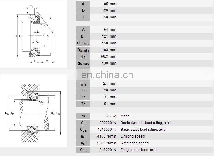 29417 Spherical Roller Thrust Bearing 85x180x58mm Roller Bearing