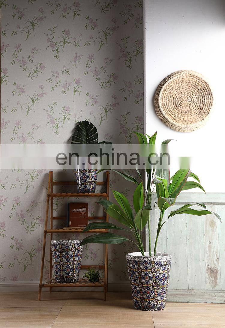 Wholesale balcony green plants pots vintage style large fancy flower pots ceramic for home decor