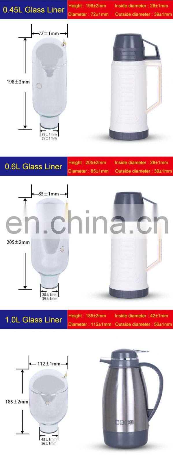 portable hiking gint double wall insulated vacuum flask glass bottle refill glass water bottle liner