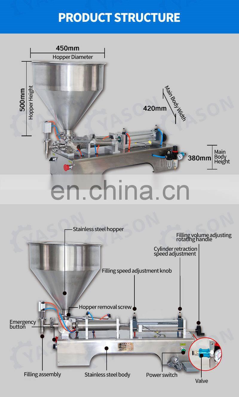 50-500ml Piston Customizable Viscous Hot Chocolate Small Juice Peanut Butter Filling Machine