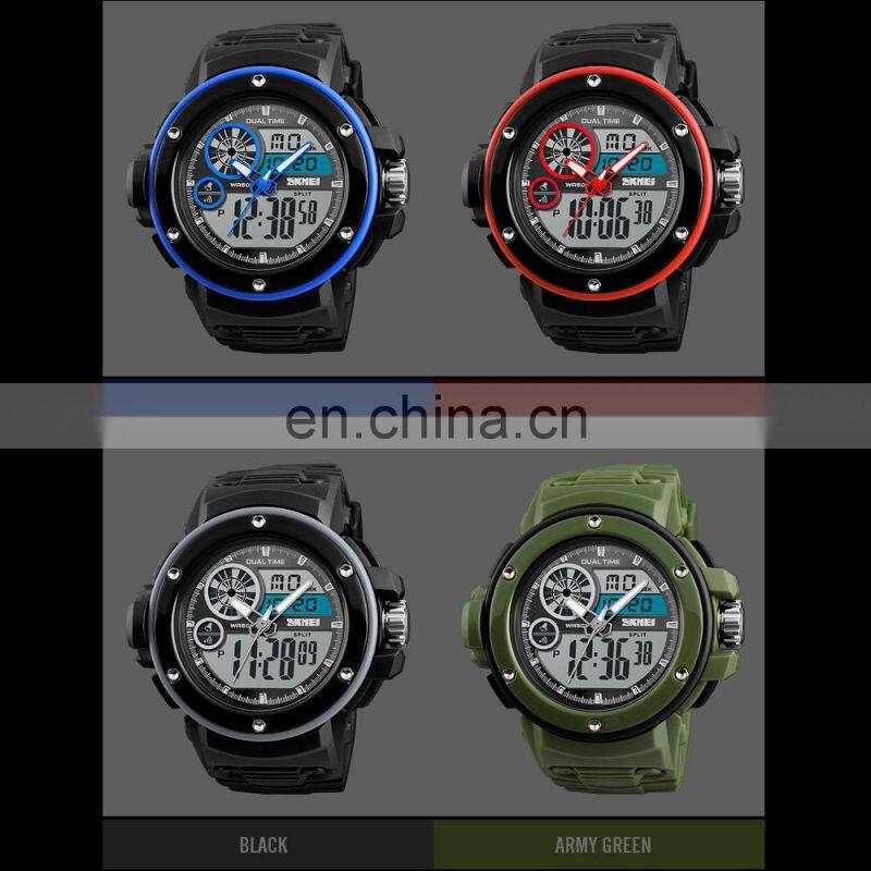SKMEI 1341 newest digital watch stainless steel back multifunction watch 2 time zone watch