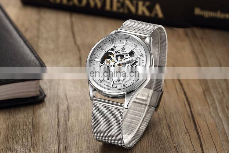 MG.ORKINA MG078 Mens Business Stainless Steel Mesh Strap Automatic Mechanical Men Watches Wristwatches