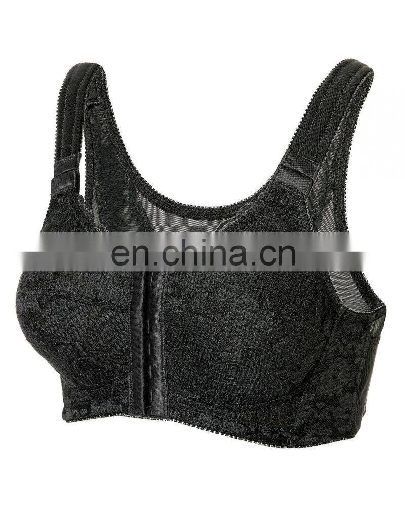High impact Women's Front Closure Wireless Back Support Full Coverage Bra Sports bra
