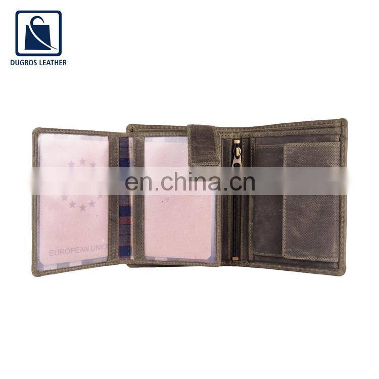 Stylish Look Modern Design Open Closure Type Men Genuine Leather Wallet/ Leather Wallet for Men with Buff Antique Fitting
