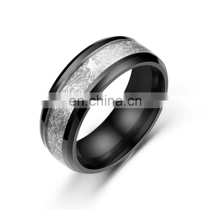 8mm Silk Grain Stainless Steel Ring For Men Women Jewelry