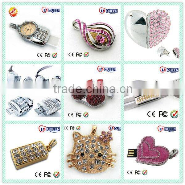 Beautiful Pink Apple Shape Necklace Jewelry USB Flash Driver 8GB with CZ diamond Accept Paypal