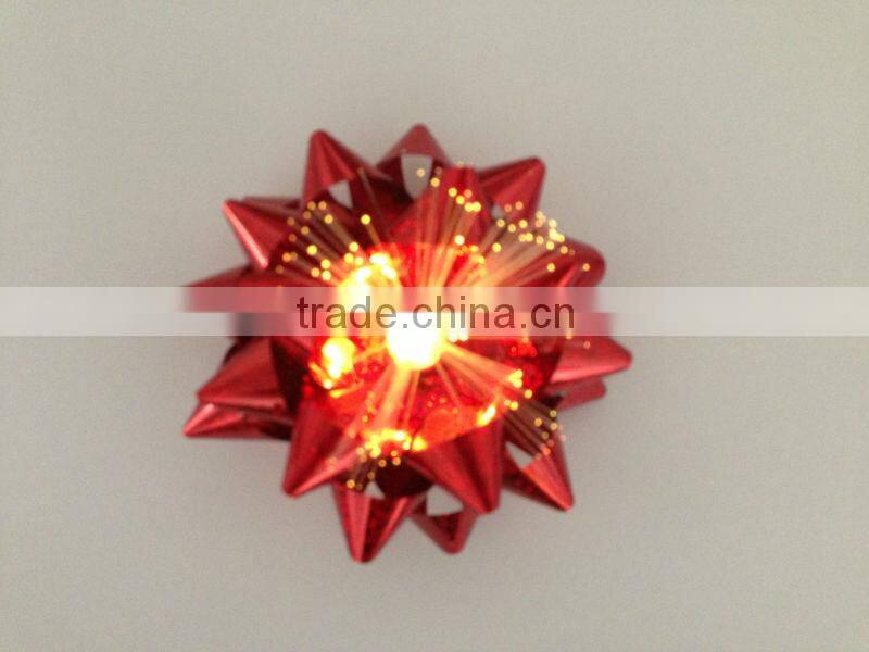 2013 New Design Gift Star Bow With LED Light/3.75" LED Lighting Party Decoration Star Ribbon Bows with fiber optic and bottom