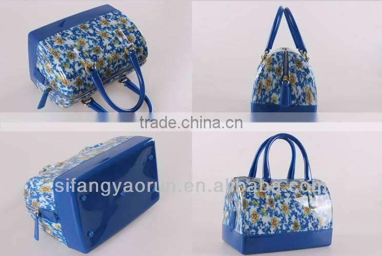 Latest fashion bag design/pvc handbags for women/beautiful flower handbag
