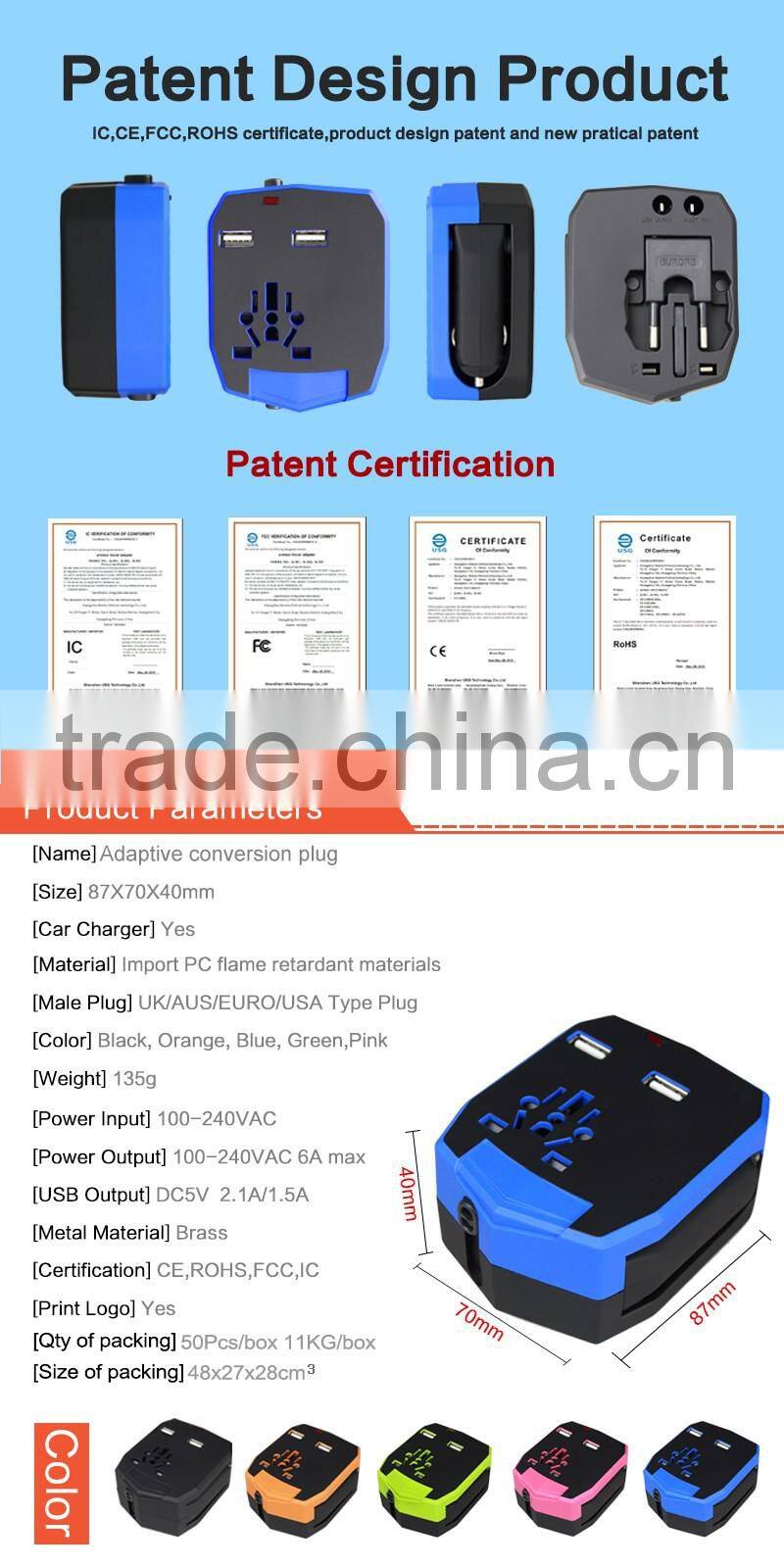 2016 Travel Power Converter Travel-Power-Converter-Adaptor Car Charger/Traver Charger Adaprter 2-in-1