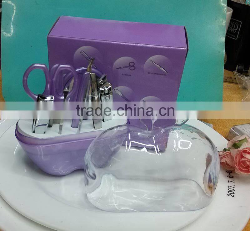 Wholesale Pink Apple 9 in 1 Nail arts Practical cosmetology Manicure and makeup tool set for Birthday Party Return Gifts