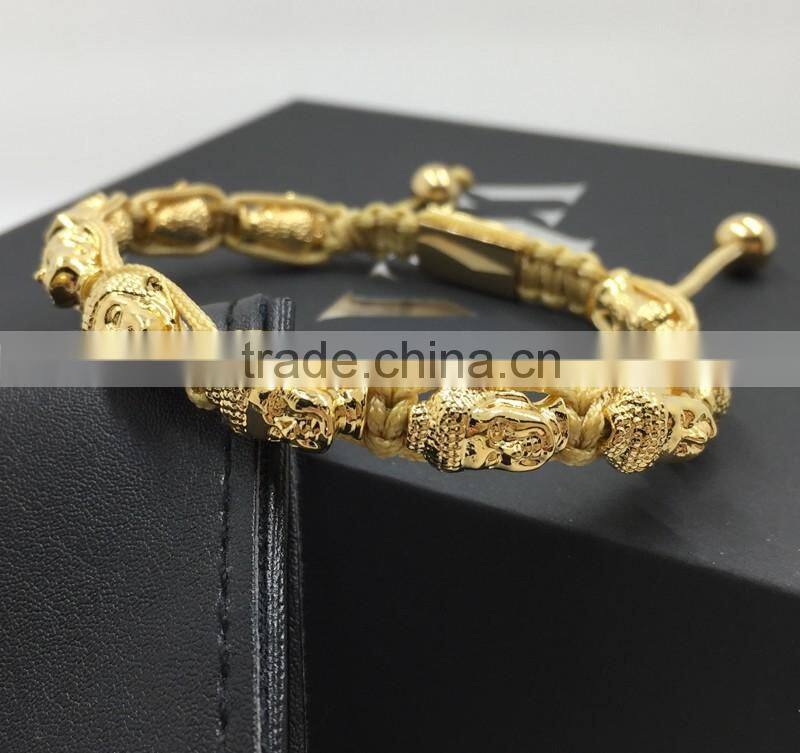 High quality stainless steel Buddha bracelet PVD plated Real 18k gold color