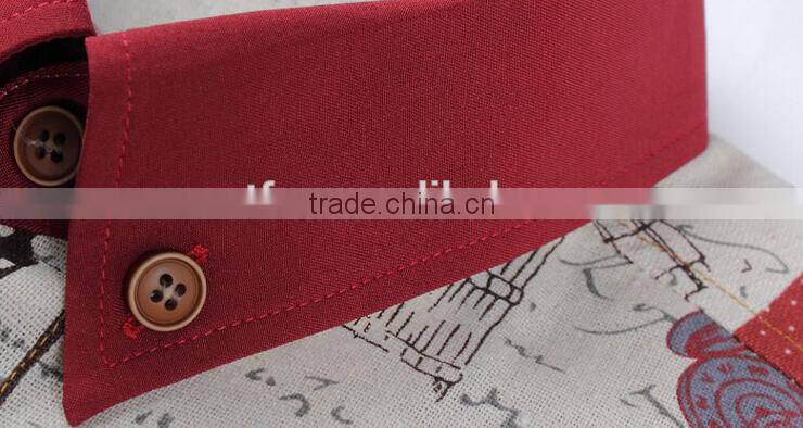 European Style Coffee Button English Words Printed Men Long Shirt