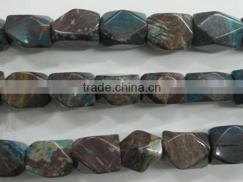 Loose gemstone blue jasper faceted tumble bead