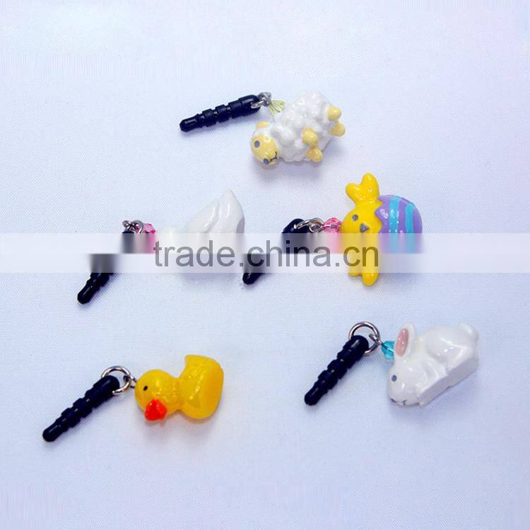 factory wholesale 10g cute animal resin anti dust plug for samsung