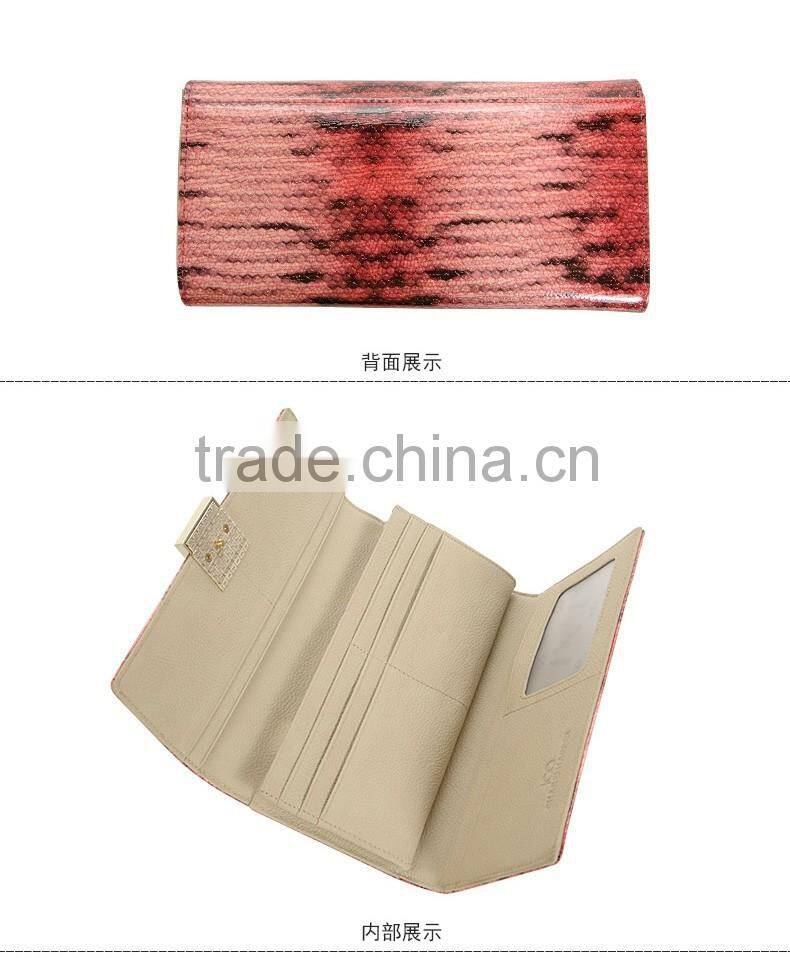 2016 stylish hot sale genuine cowhide leather wallet for lady outdoor shopping