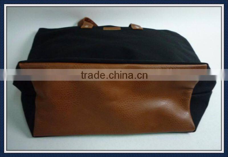 Canvas tote bag with pu leather handles