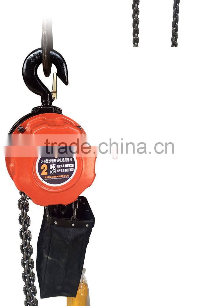 factory price electric chain hoist with chain bag 380V/3phase DHK Series 3M 1TON 2TON 3TON 5TON 10TON electric chain hoist